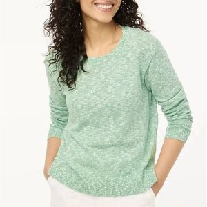 J. Crew Women’s Beach Sweater Light Green Cotton Crewneck Long Sleeve